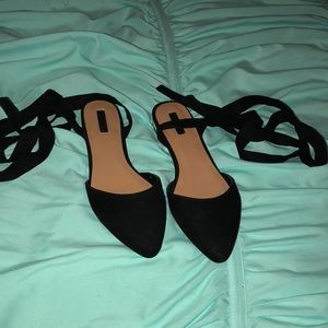 Black lace up flats